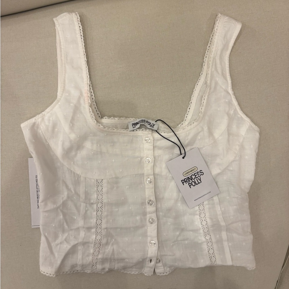 NWT Cheyla Button-Up Tank - White - 4